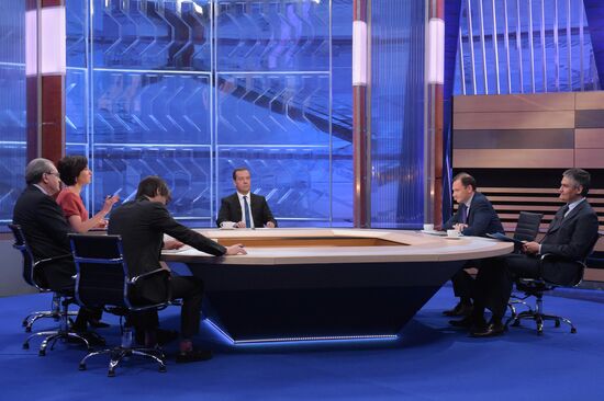 Prime Minister Dmitry Medvedev gives interview to Russian TV channels