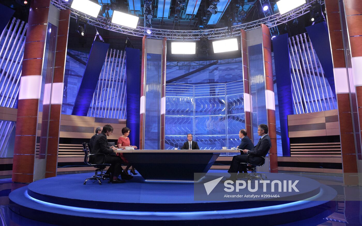 Prime Minister Dmitry Medvedev gives interview to Russian TV channels