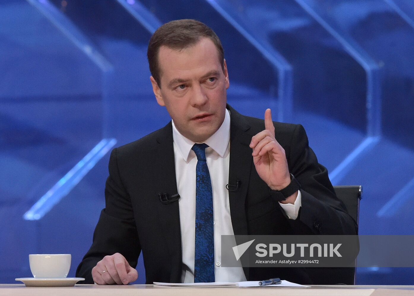 Prime Minister Dmitry Medvedev gives interview to Russian TV channels