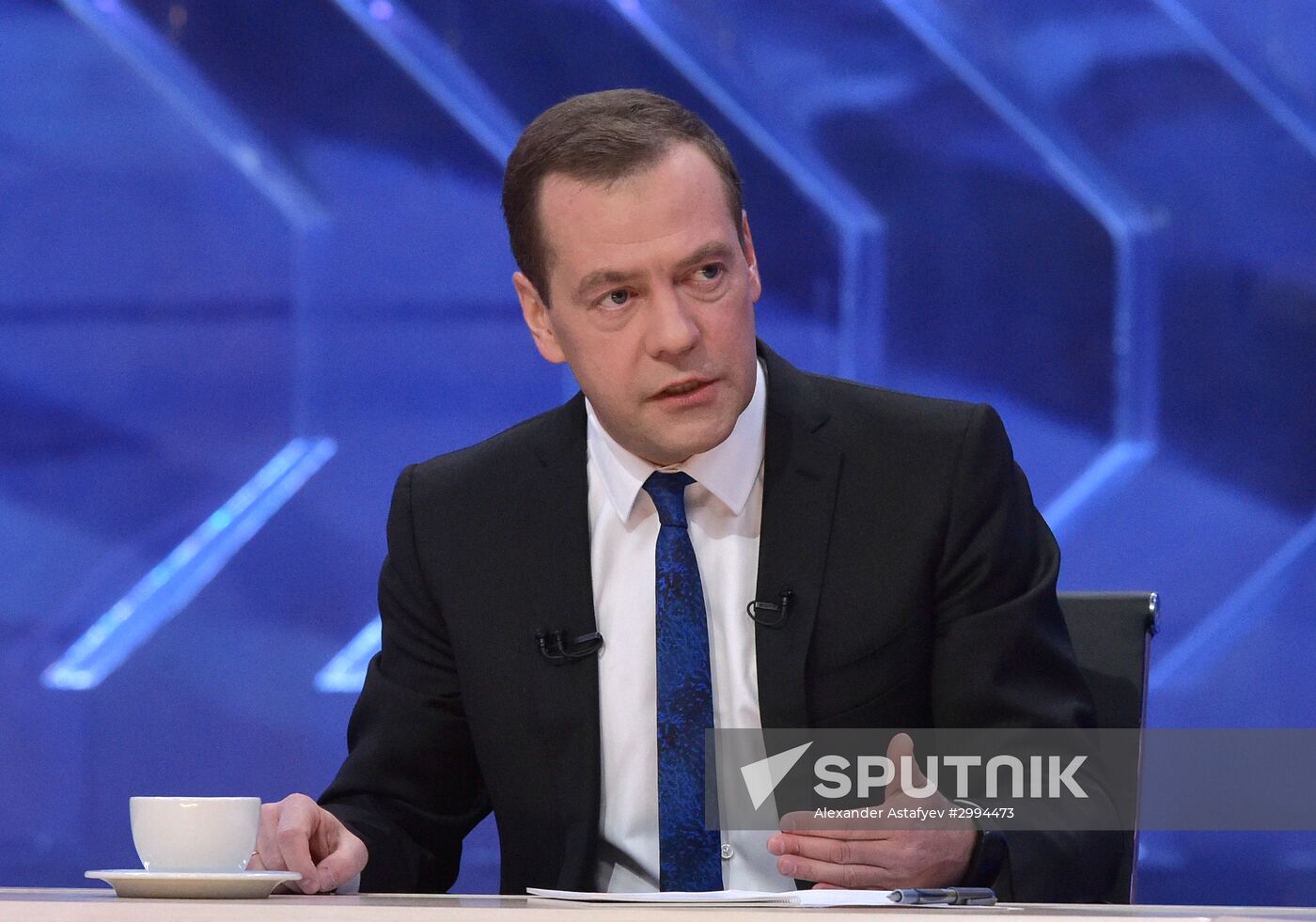 Prime Minister Dmitry Medvedev gives interview to Russian TV channels