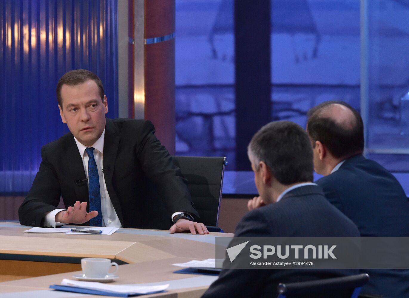 Prime Minister Dmitry Medvedev gives interview to Russian TV channels