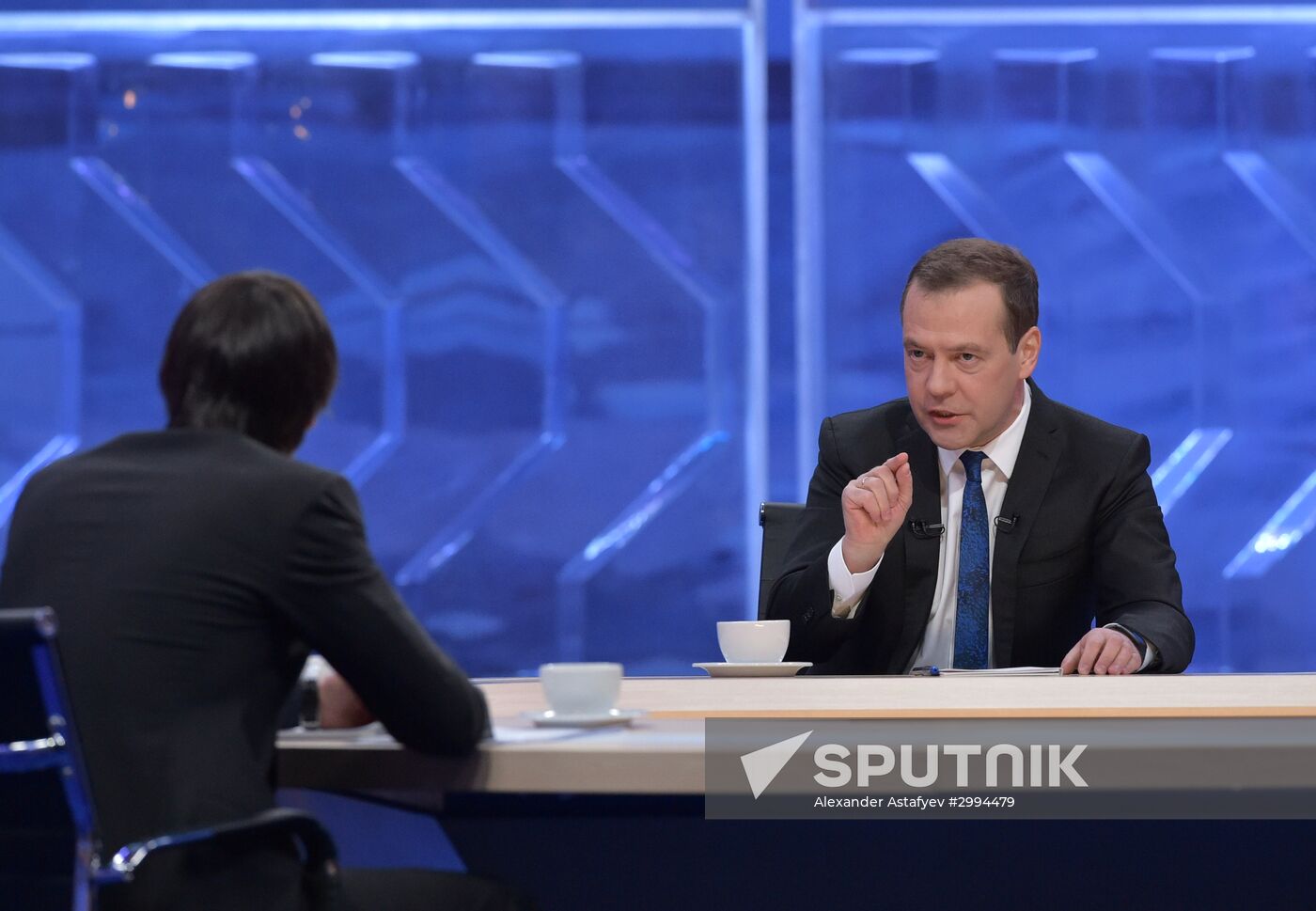 Prime Minister Dmitry Medvedev gives interview to Russian TV channels