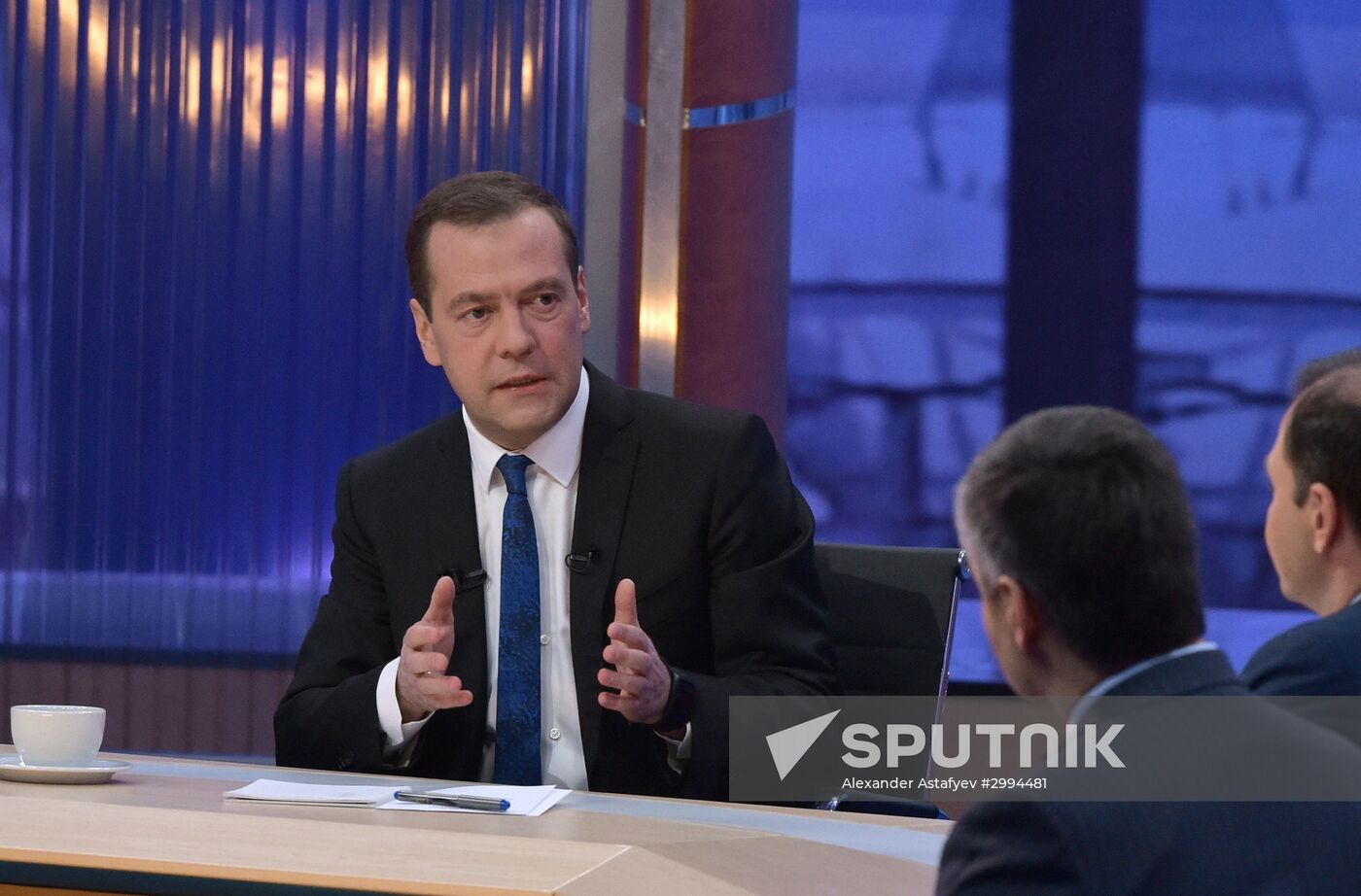 Prime Minister Dmitry Medvedev gives interview to Russian TV channels