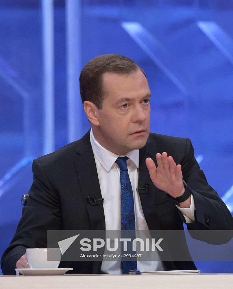 Prime Minister Dmitry Medvedev gives interview to Russian TV channels