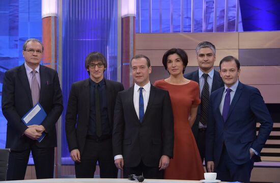 Prime Minister Dmitry Medvedev gives interview to Russian TV channels