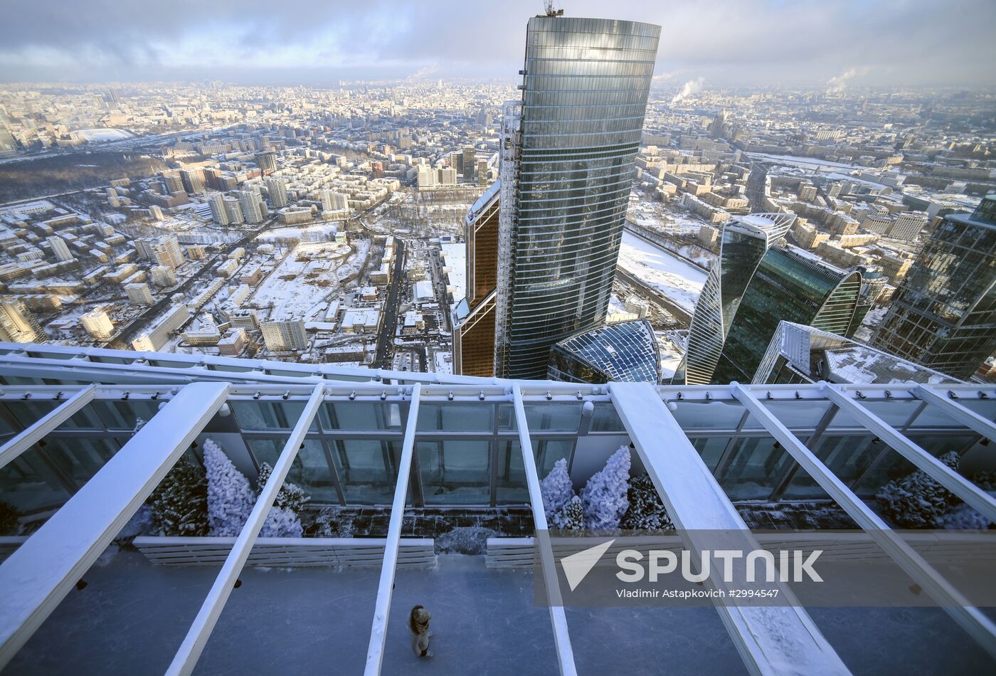Opening of skating rink on thje roof of Oko Tower in the Moscow City International Business Center