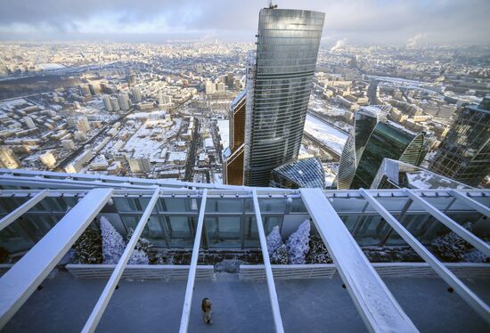 Opening of skating rink on thje roof of Oko Tower in the Moscow City International Business Center