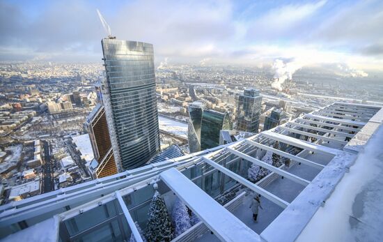 Opening of skating rink on thje roof of Oko Tower in the Moscow City International Business Center