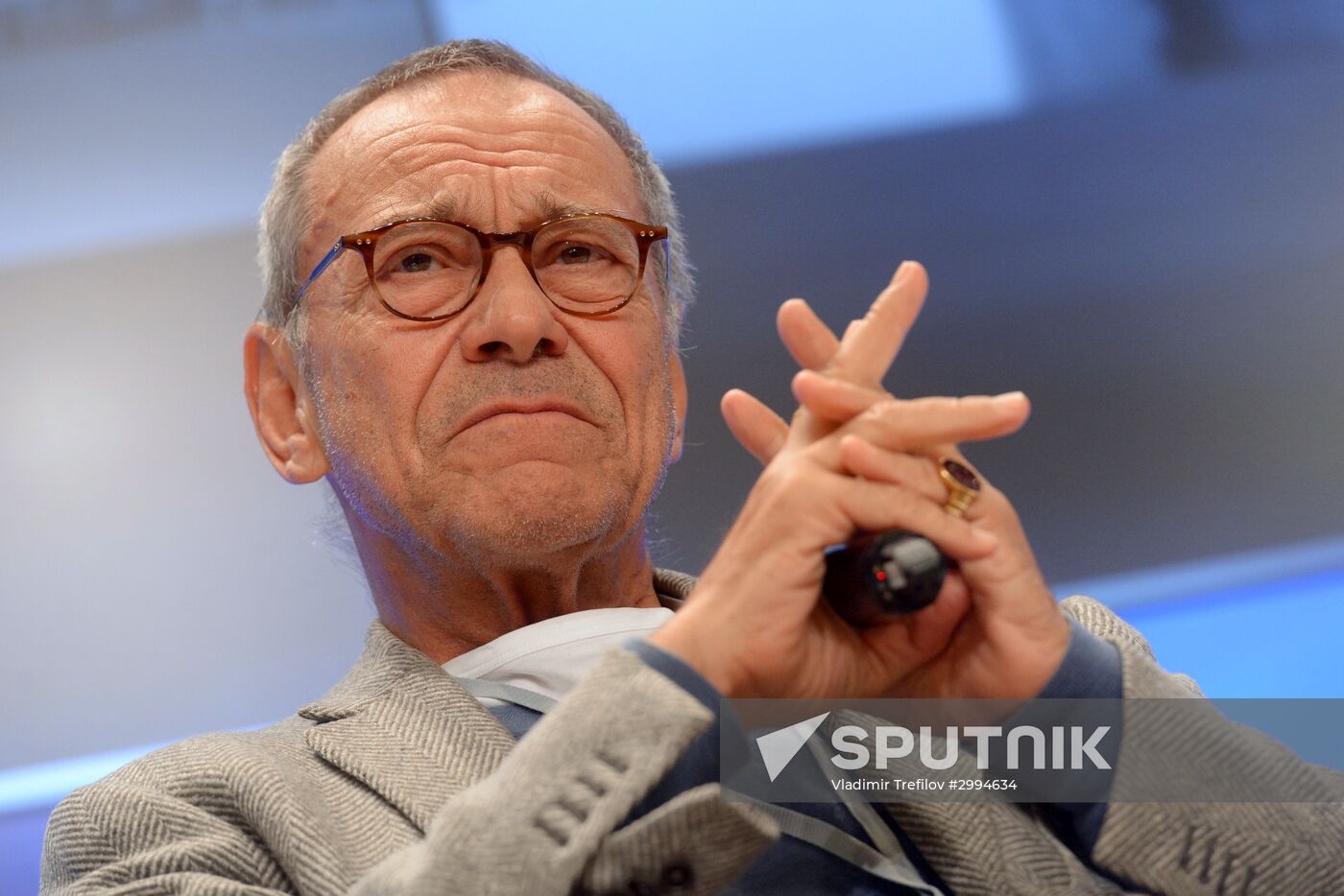 News conference by film crew of Andrei Konchalovsky's Paradise