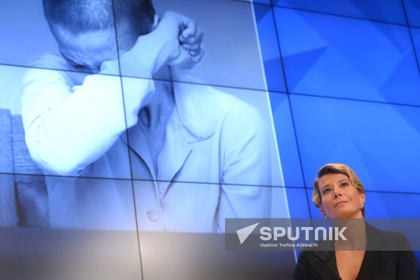 News conference by film crew of Andrei Konchalovsky's Paradise