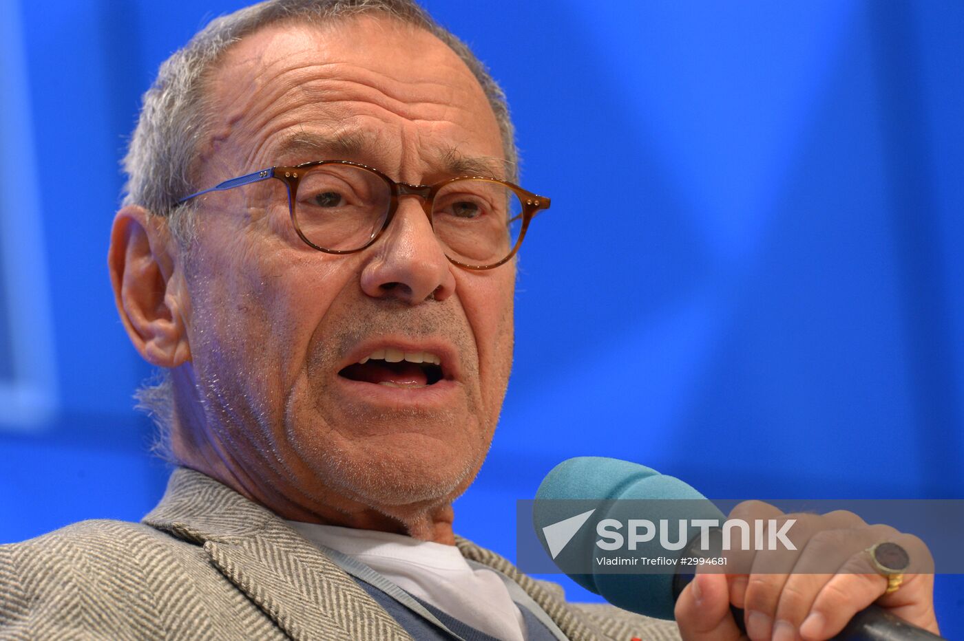 News conference by film crew of Andrei Konchalovsky's Paradise