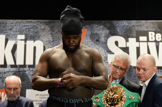 Boxing. Alexander Povetkin and Bermane Stiverne at weigh-in ceremony
