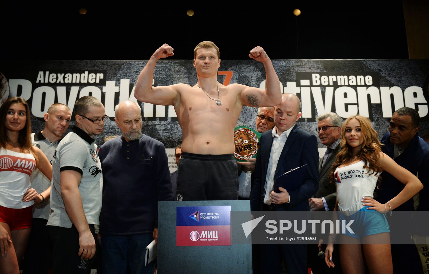 Boxing. Alexander Povetkin and Bermane Stiverne at weigh-in ceremony