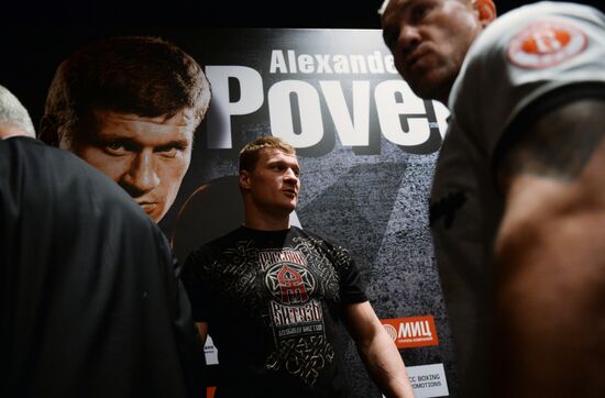 Boxing. Alexander Povetkin and Bermane Stiverne at weigh-in ceremony