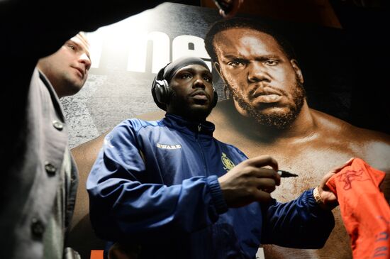 Boxing. Alexander Povetkin and Bermane Stiverne at weigh-in ceremony