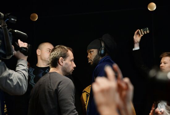 Boxing. Alexander Povetkin and Bermane Stiverne at weigh-in ceremony