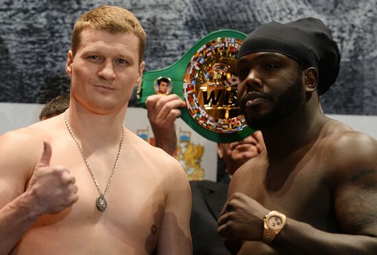 Boxing. Alexander Povetkin and Bermane Stiverne at weigh-in ceremony