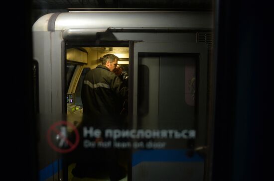 Night in antique metro trian "From Izmailovo to Kievskaya"