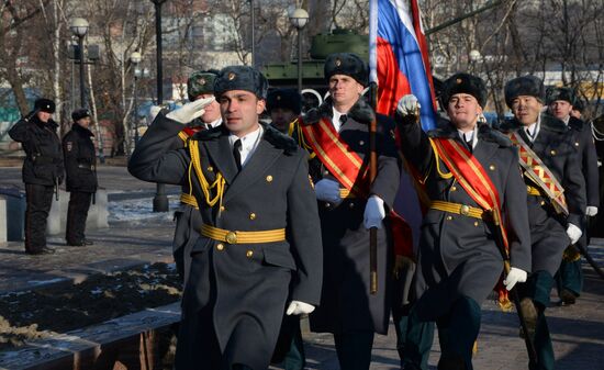 National Guard Troops takes oath of enlistment in Vladivostok