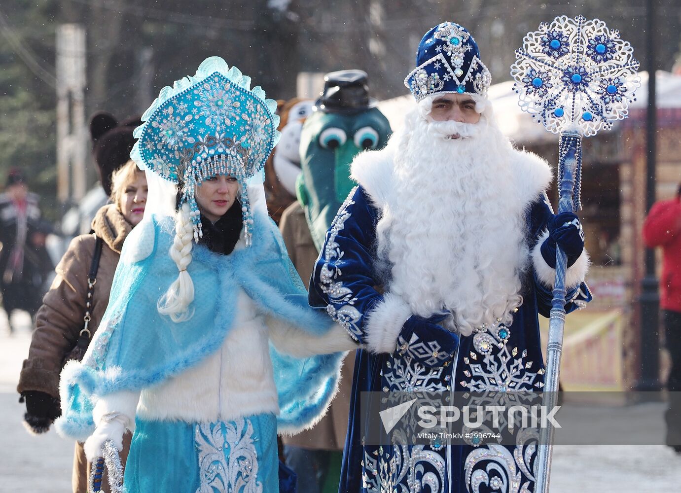 New Year procession of Fathers Frost in Krasnodar