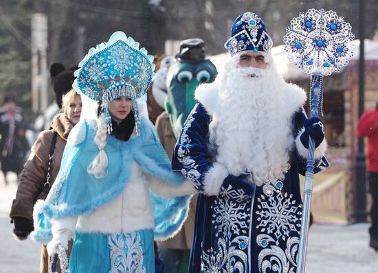 New Year procession of Fathers Frost in Krasnodar