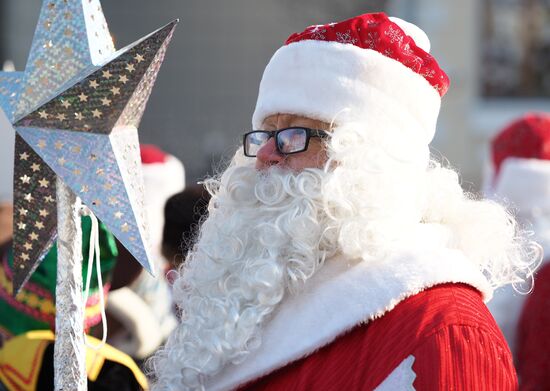 New Year procession of Fathers Frost in Krasnodar