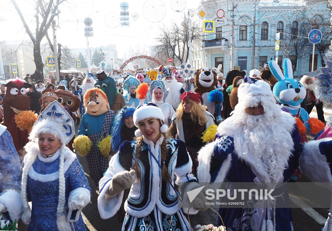 New Year procession of Fathers Frost in Krasnodar