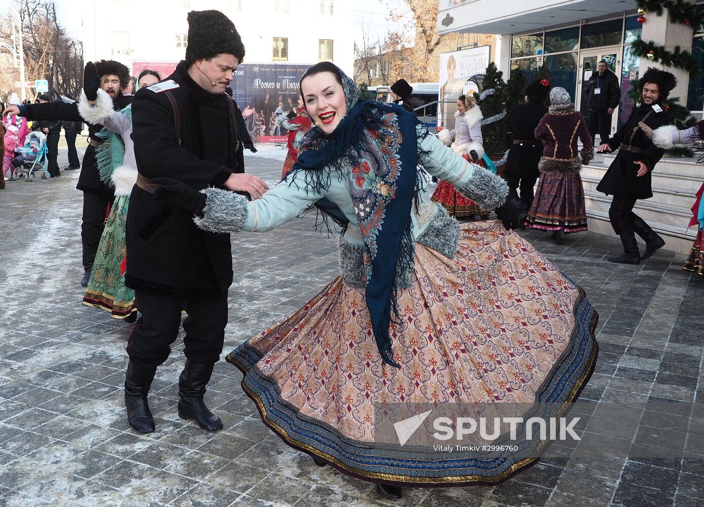 New Year procession of Fathers Frost in Krasnodar
