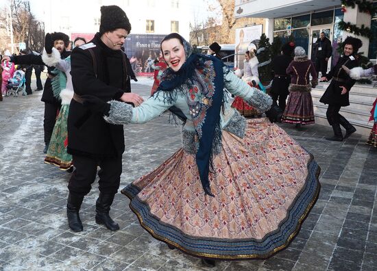 New Year procession of Fathers Frost in Krasnodar