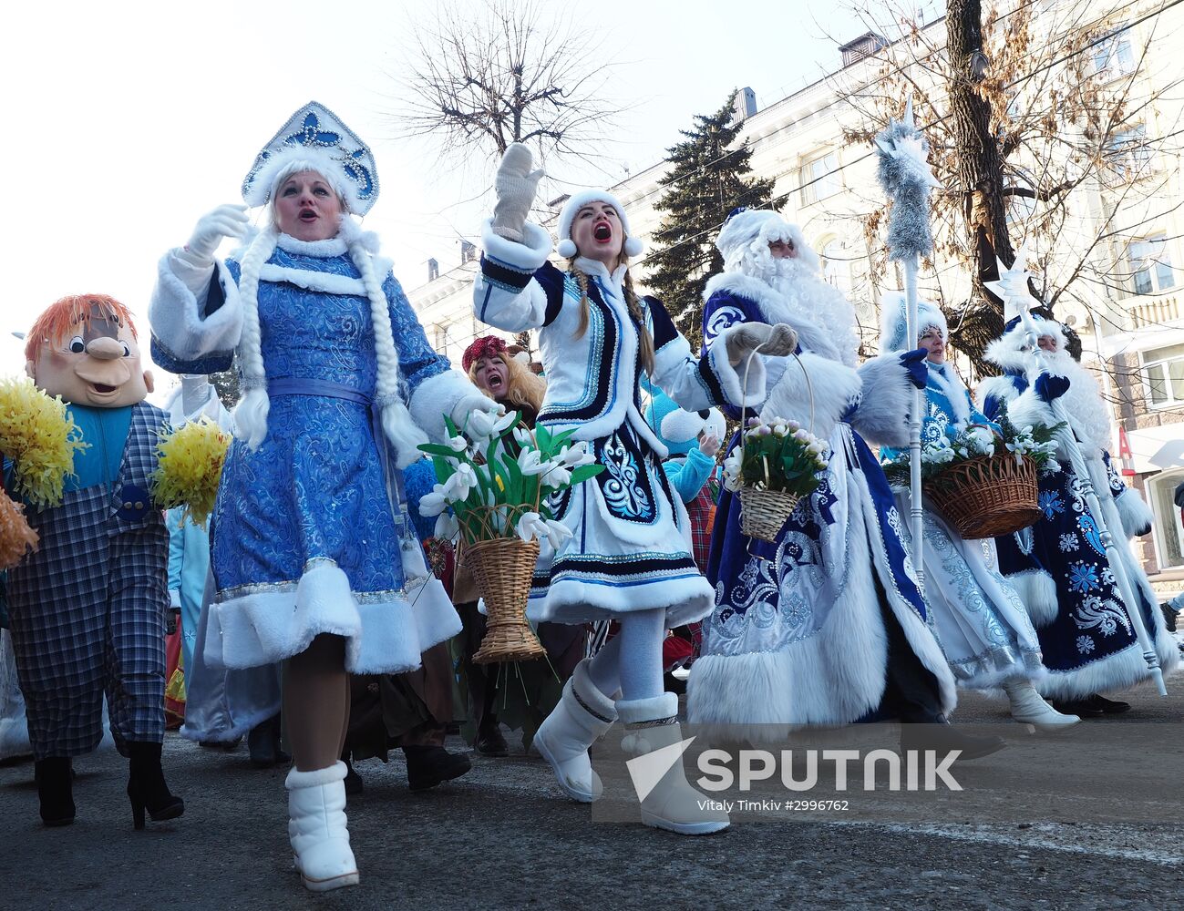New Year procession of Fathers Frost in Krasnodar