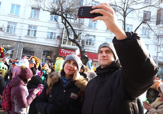 New Year procession of Fathers Frost in Krasnodar