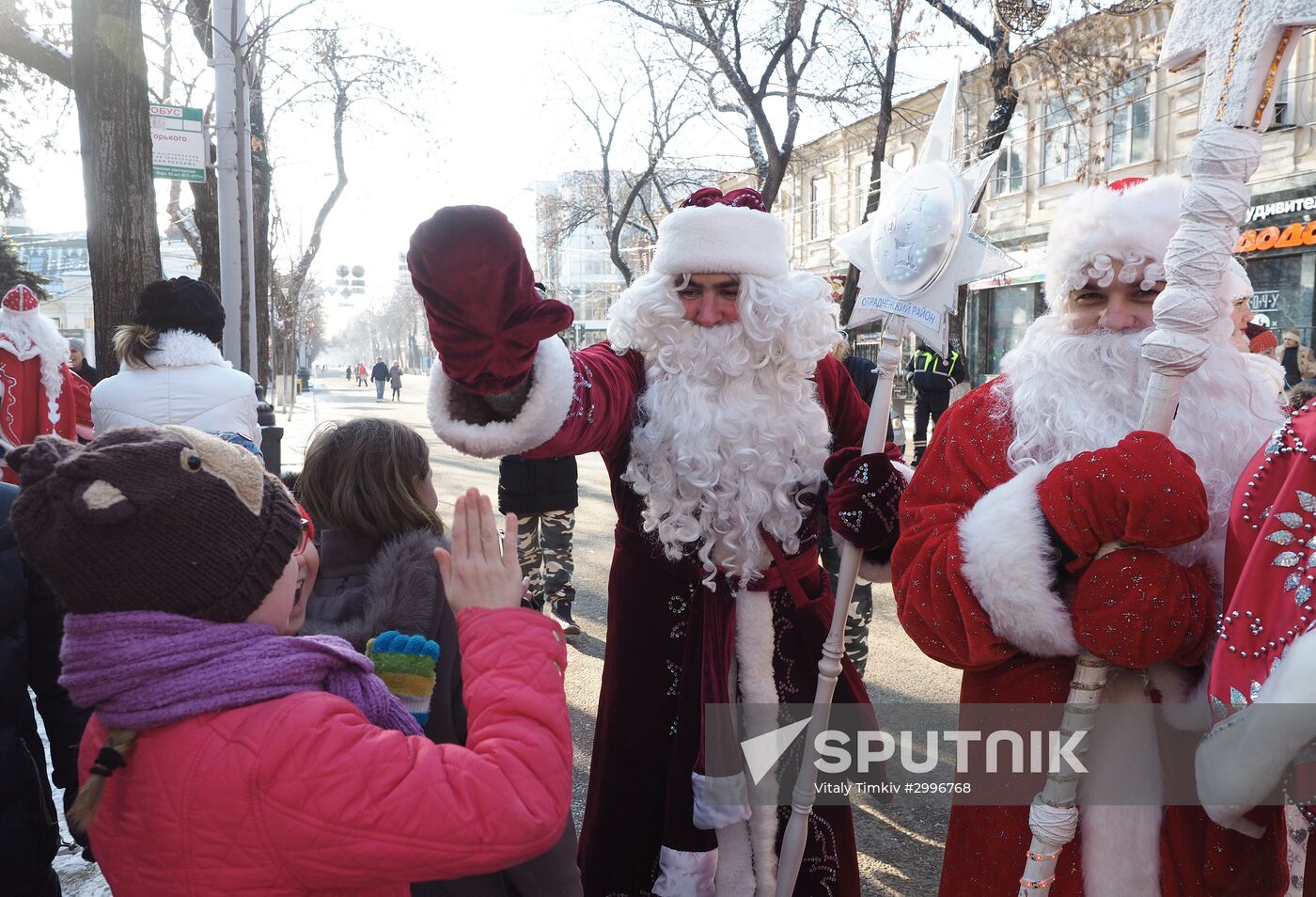 New Year procession of Fathers Frost in Krasnodar