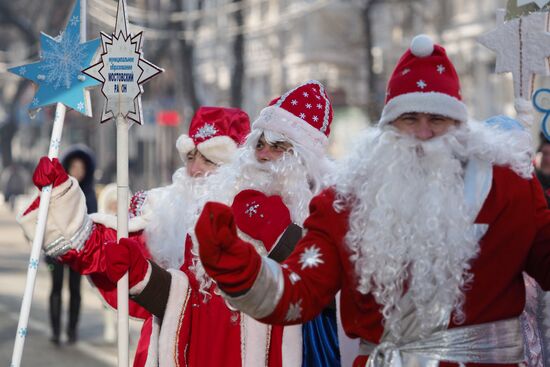 New Year procession of Fathers Frost in Krasnodar