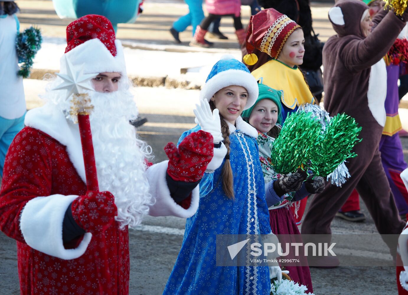 New Year procession of Fathers Frost in Krasnodar