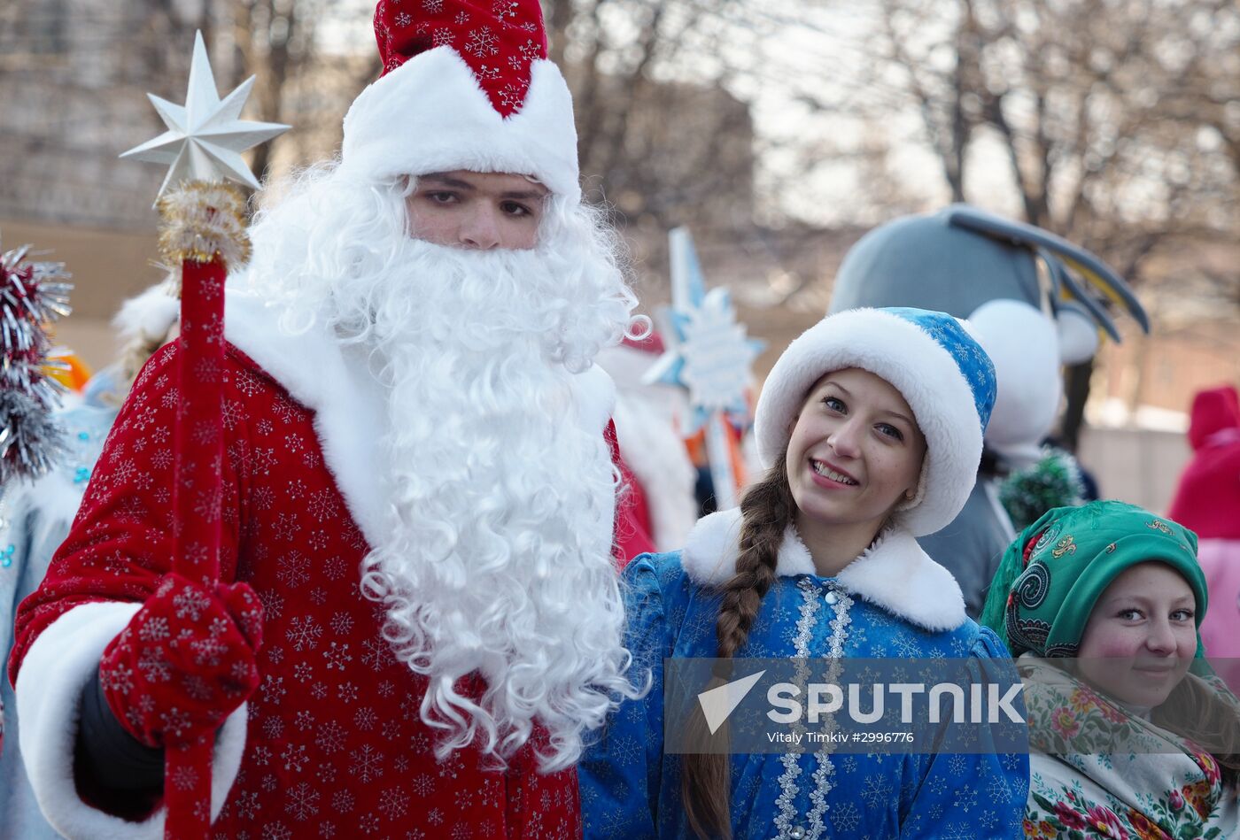 New Year procession of Fathers Frost in Krasnodar