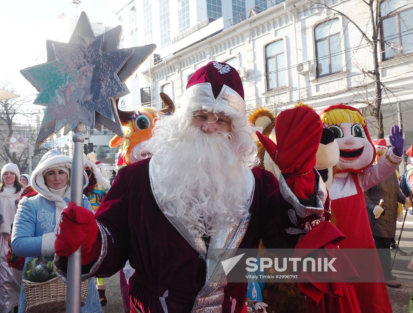 New Year procession of Fathers Frost in Krasnodar