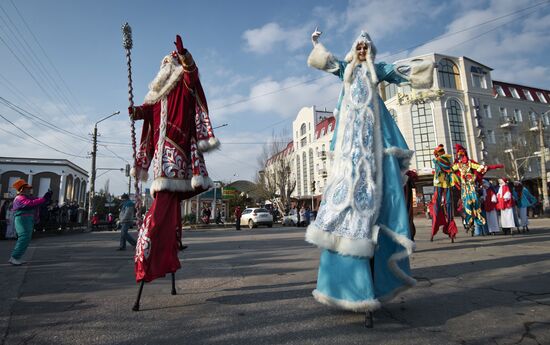 Grandfather Frost parade in Crimea