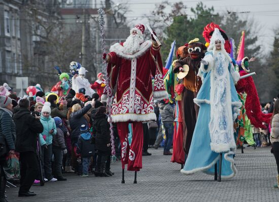 Grandfather Frost parade in Crimea