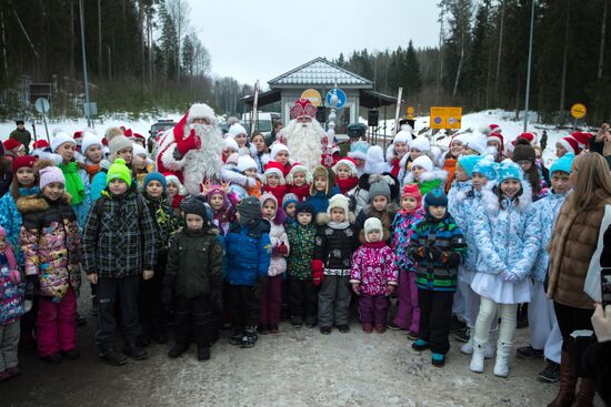 Meeting Russian Father Frost and Finnish Joulupukki in Leningrad Region
