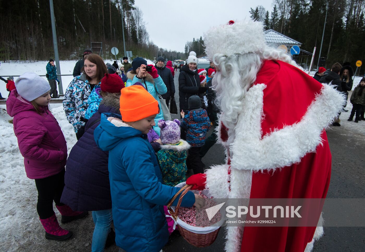 Meeting Russian Father Frost and Finnish Joulupukki in Leningrad Region