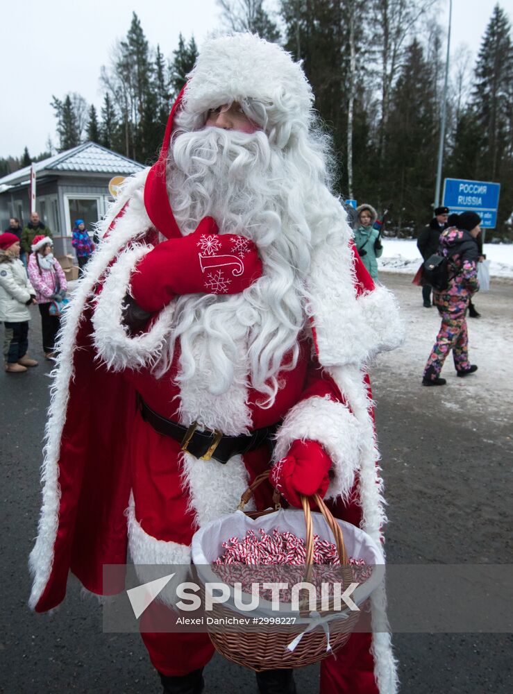 Meeting Russian Father Frost and Finnish Joulupukki in Leningrad Region