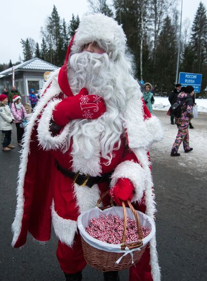 Meeting Russian Father Frost and Finnish Joulupukki in Leningrad Region