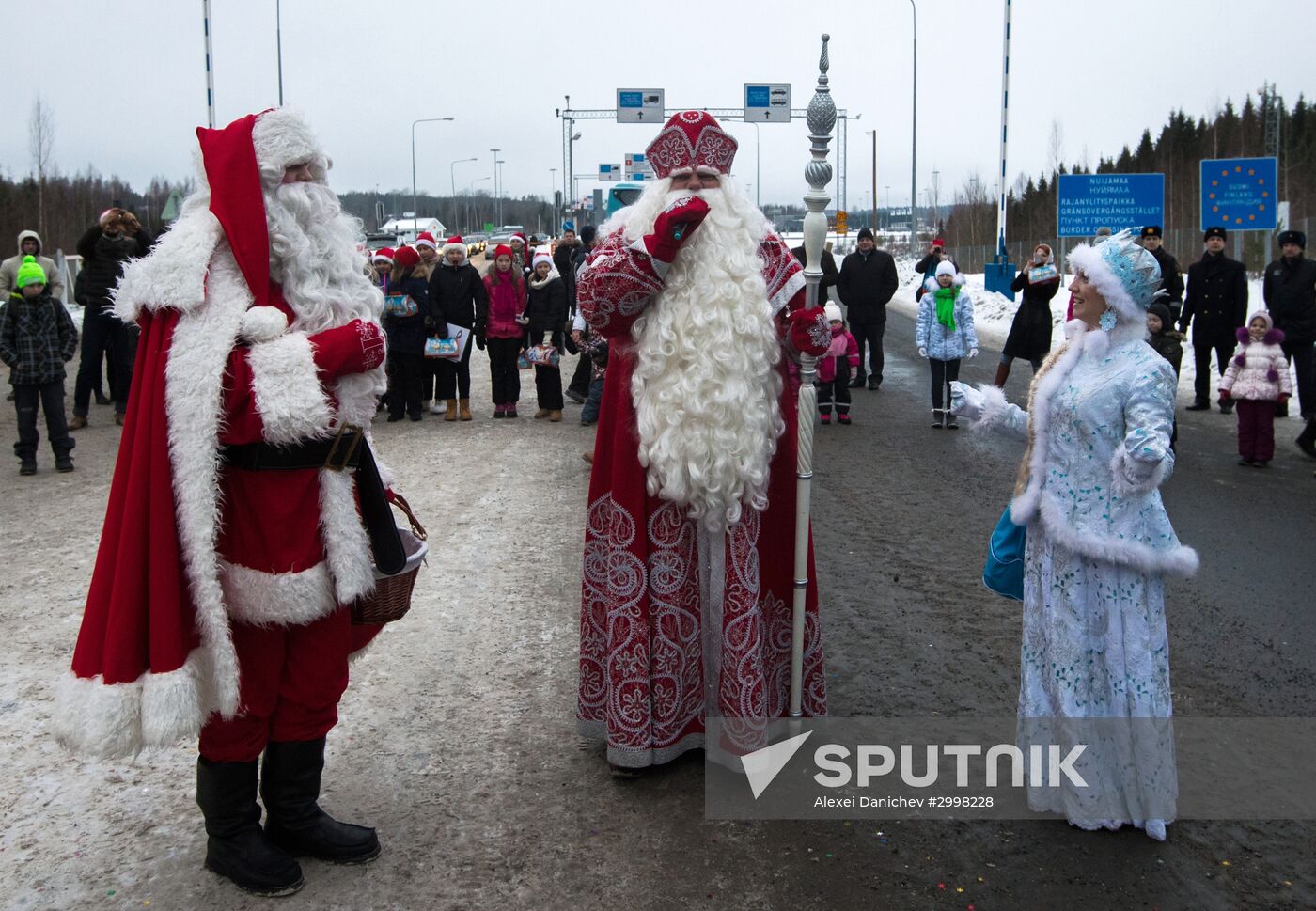 Meeting Russian Father Frost and Finnish Joulupukki in Leningrad Region