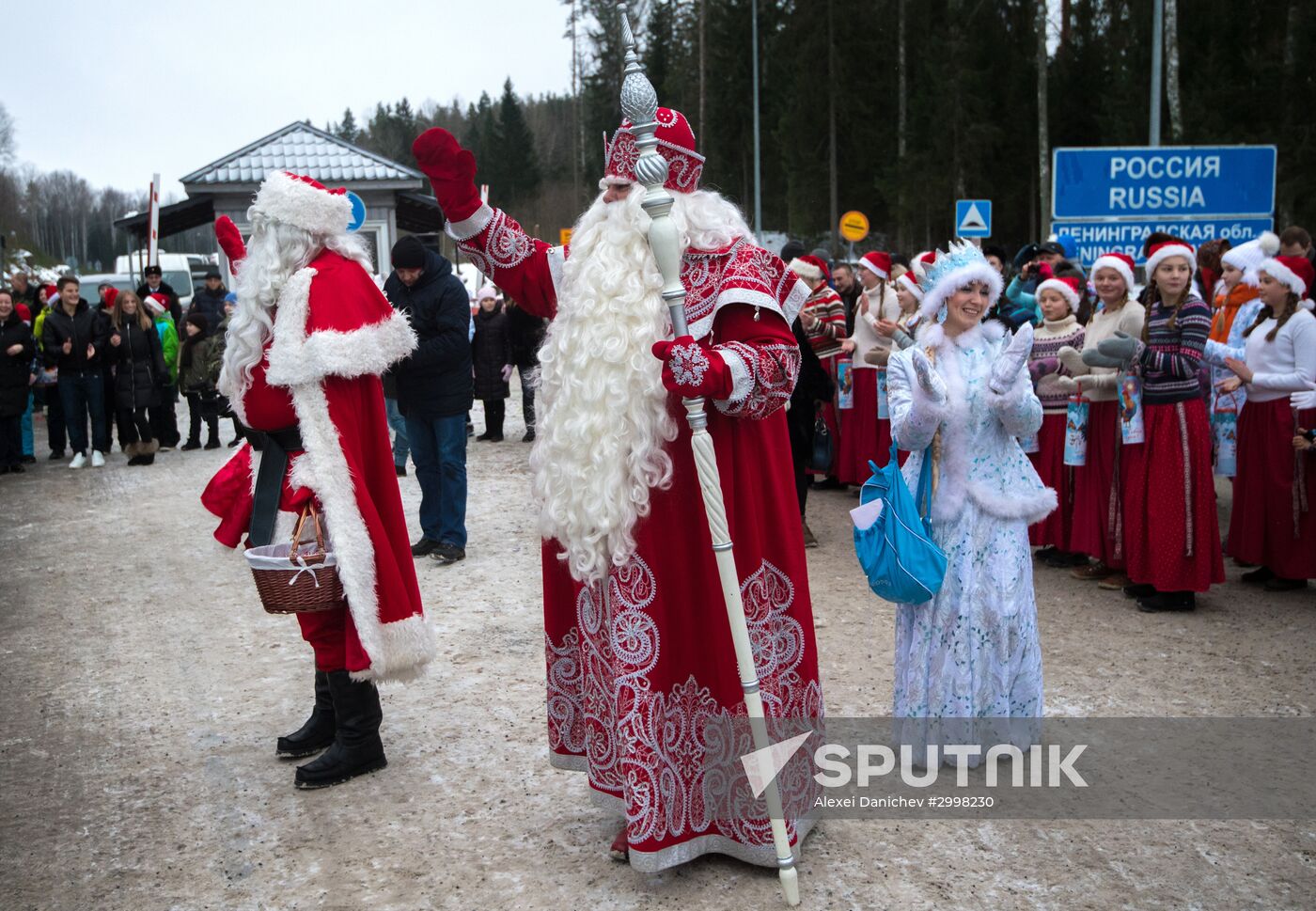 Meeting Russian Father Frost and Finnish Joulupukki in Leningrad Region