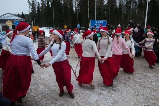 Meeting Russian Father Frost and Finnish Joulupukki in Leningrad Region