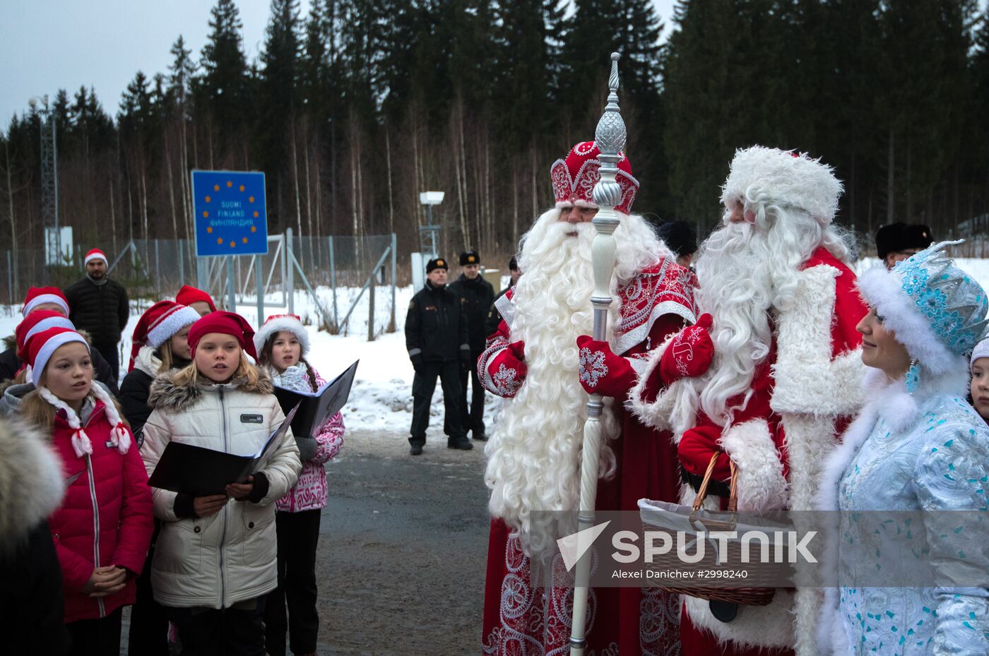 Meeting Russian Father Frost and Finnish Joulupukki in Leningrad Region