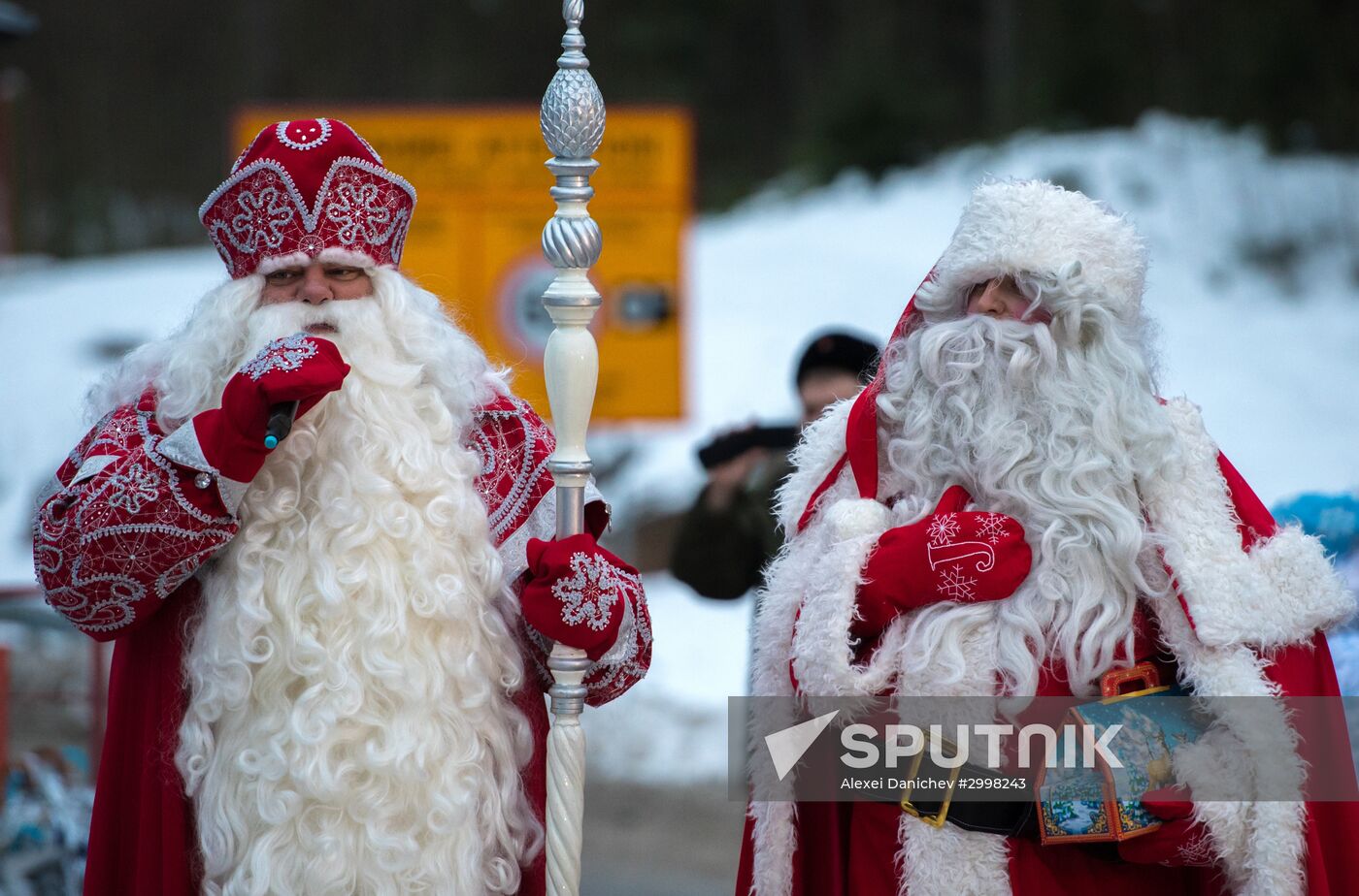 Meeting Russian Father Frost and Finnish Joulupukki in Leningrad Region