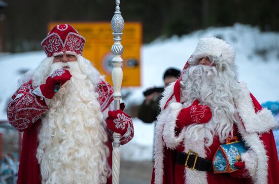 Meeting Russian Father Frost and Finnish Joulupukki in Leningrad Region