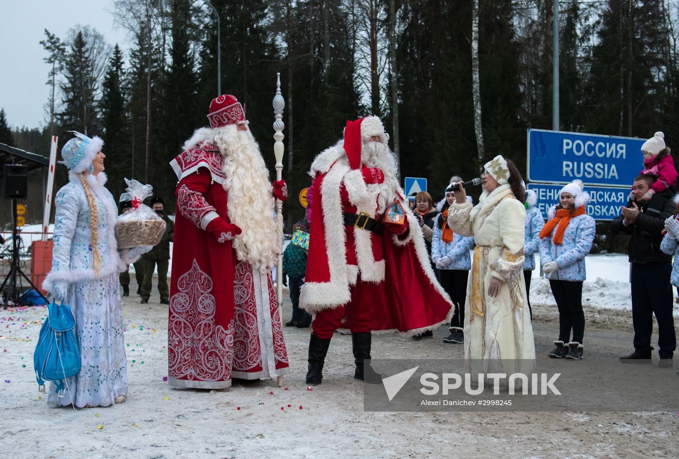 Meeting Russian Father Frost and Finnish Joulupukki in Leningrad Region