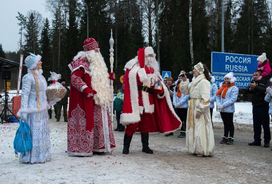 Meeting Russian Father Frost and Finnish Joulupukki in Leningrad Region